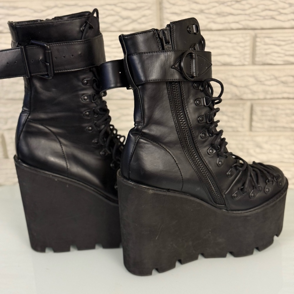 Current Mood Black Platform Lace-Up Boots